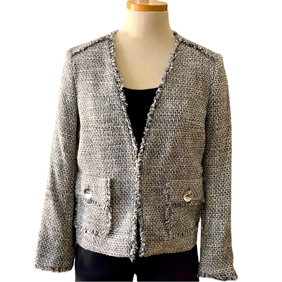 ZaraTextured Tweed Blazer Jacket, Gray, XS Blazers & Suit Jackets